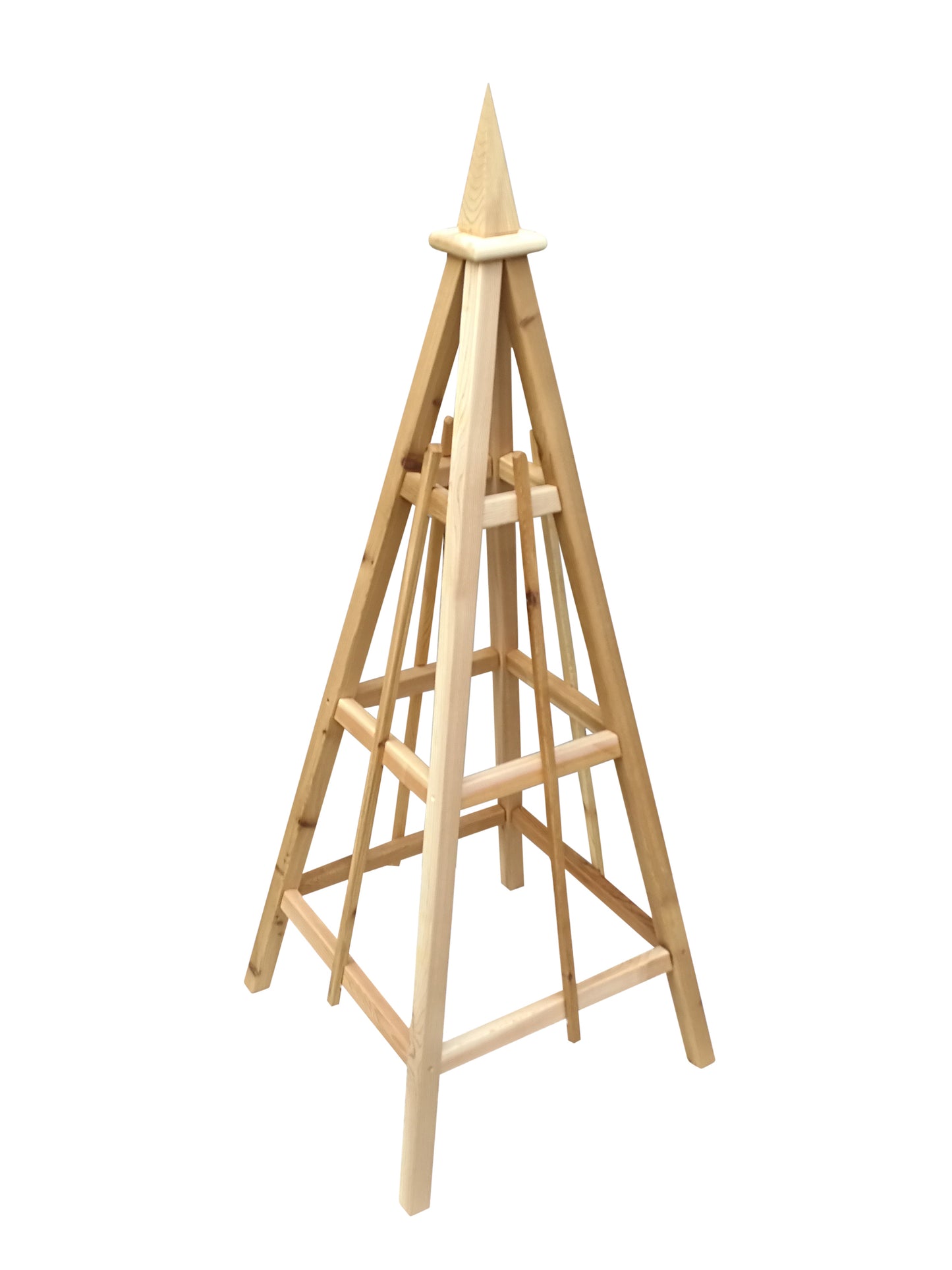 5' Select Cedar Garden Obelisk, 3 Rail Spire (Spike) Finial 24" Base