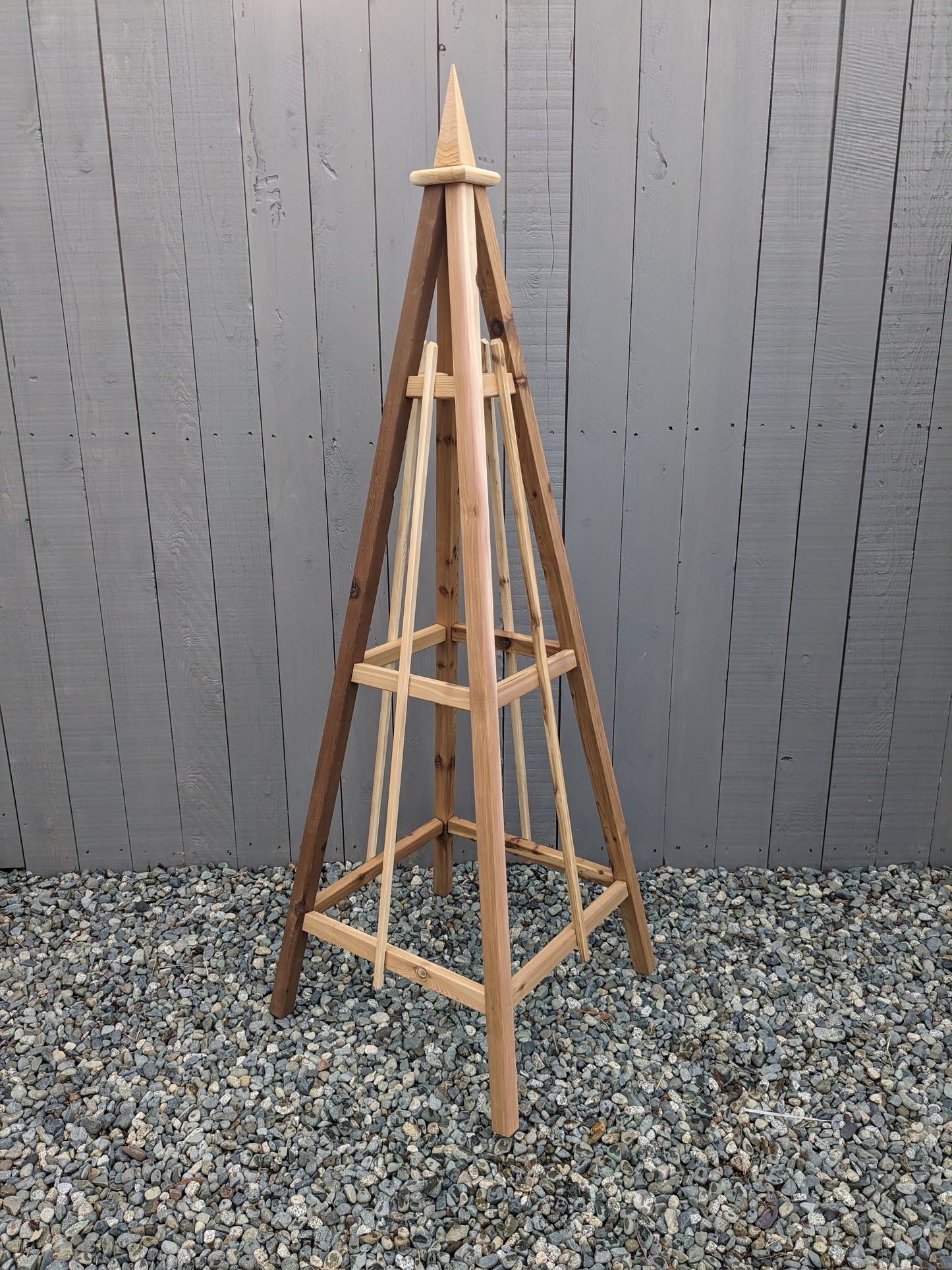 SALE! - Factory 2nd | 6' Solid Cedar Obelisk| 24" Base with Spire Finial