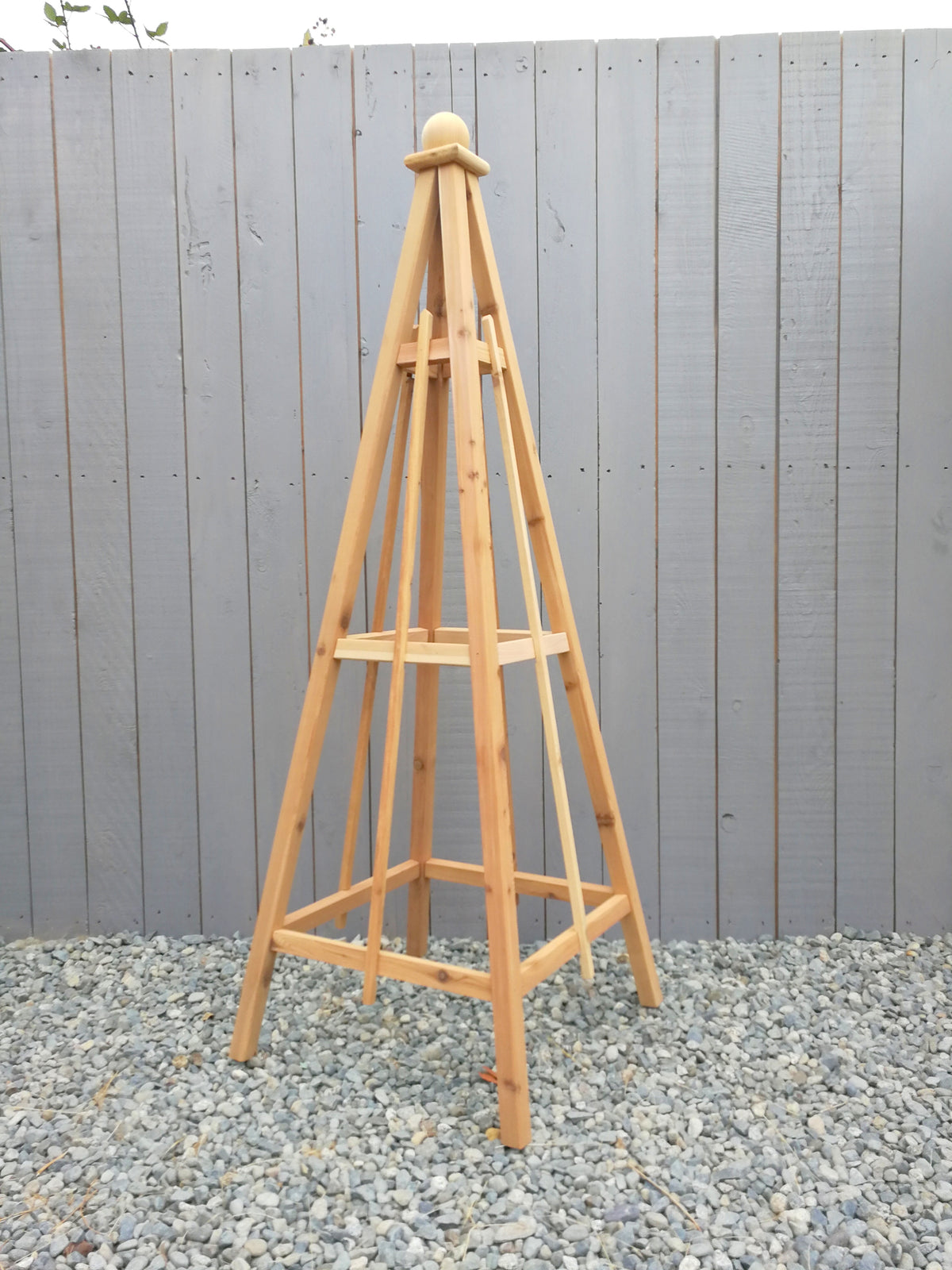SALE! - Factory 2nd | 6' Solid Cedar Obelisk| 24" Base with Sphere