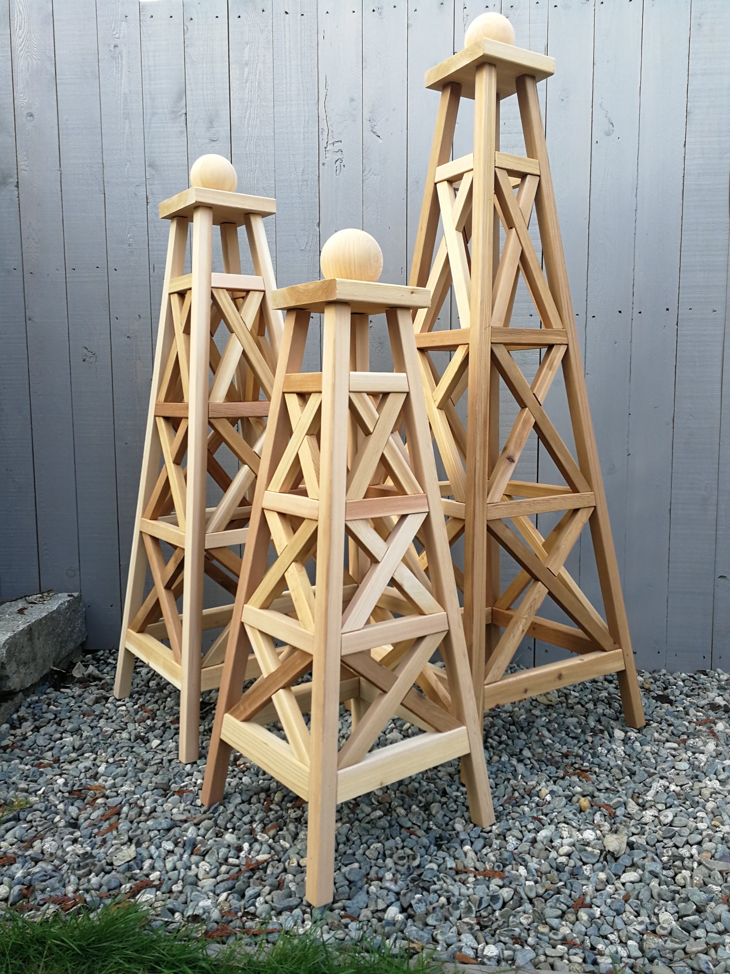 Bespoke Product | 4' 5' & 6' Cross Mullion Cedar Obelisks