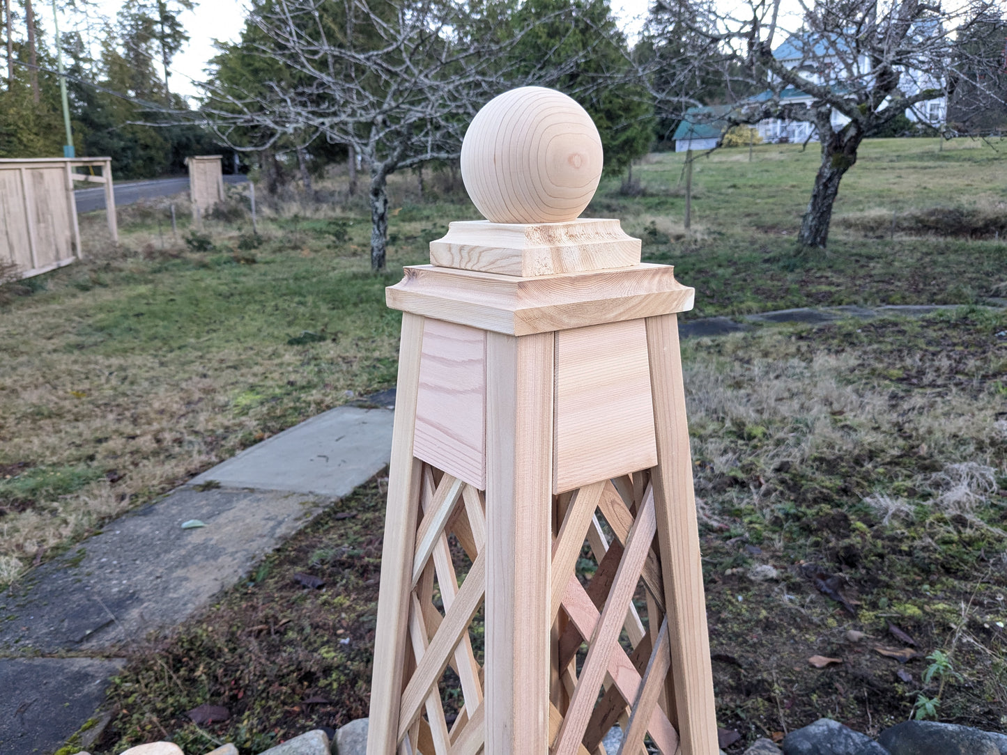 SOLD! 6' Diamond Trellis Obelisk | FACTORY 2nd | 18" base, Premium Red Cedar Garden Obelisk