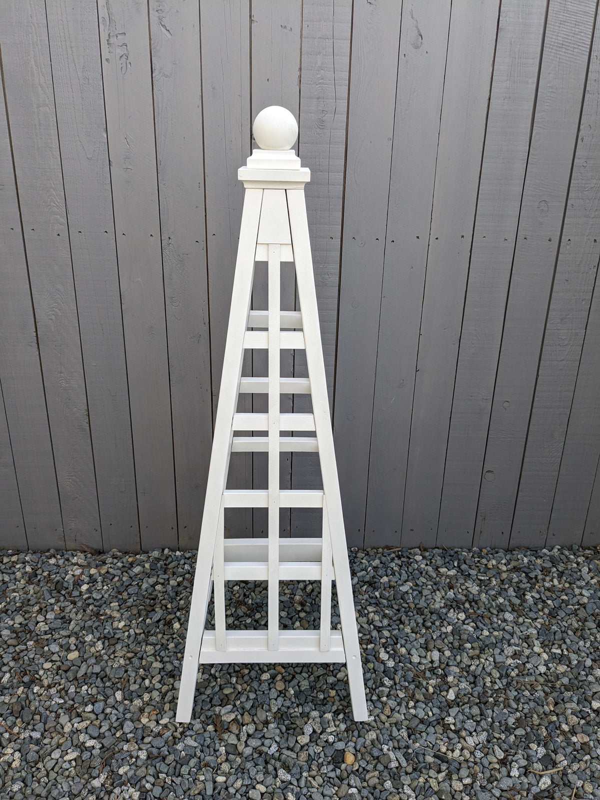 5' CedarTrellis Obelisk Natural or with Solid White Stain | Stainless Steel Fasteners | Flat Pack Ship | Illustrated Assembly Instructions