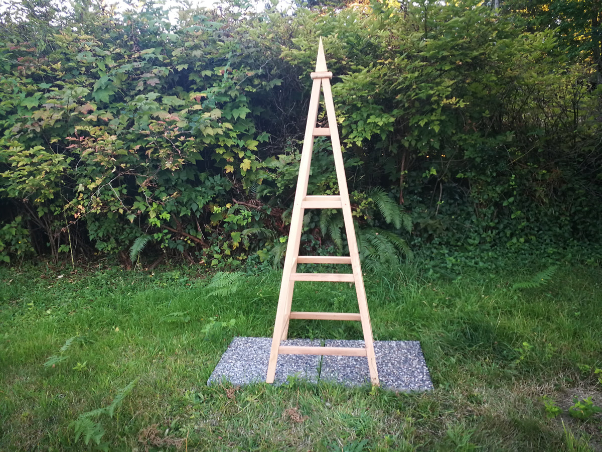 6' Solid Premium Cedar Obelisk | Natural Unstained Western Red Cedar Obelisk | 24" Base with Sphere or Spire Finial