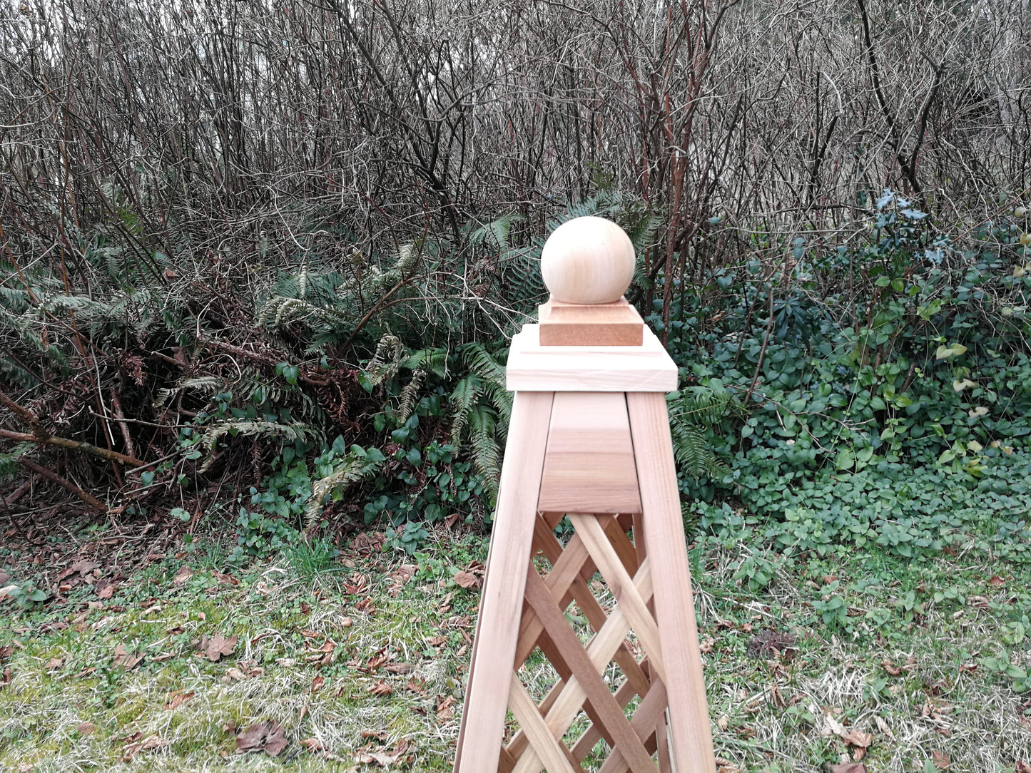 4' Diamond Trellis Obelisk, 18" base, Premium Red Cedar Garden Obelisk