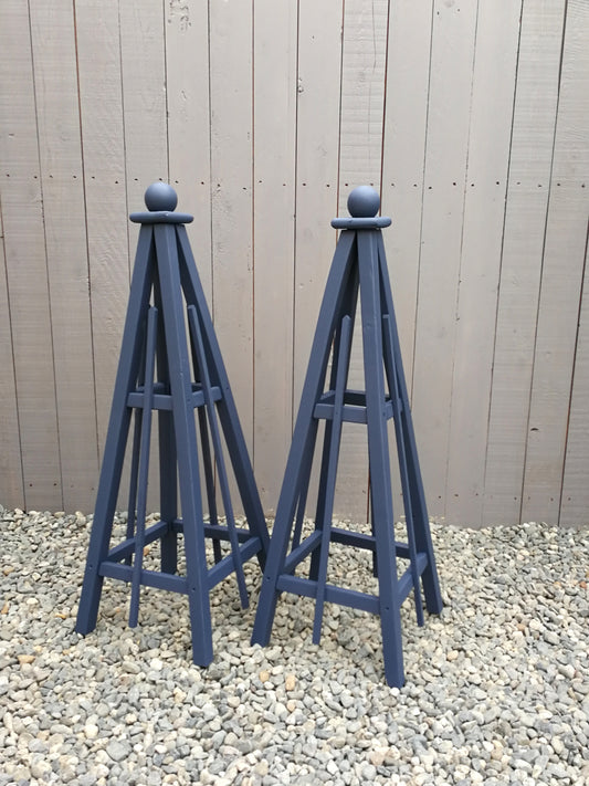 4' Select Cedar Solid Wood Obelisk | Natural Unstained or choice of 5 Solid Stain Colours | 24" Base