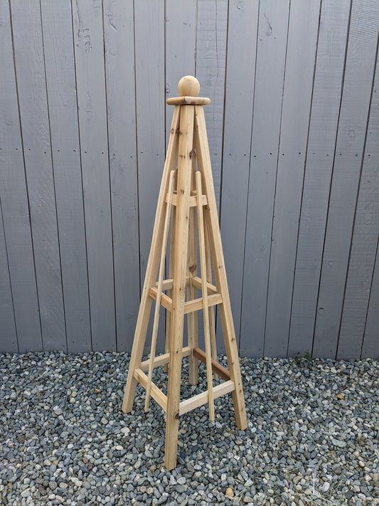 SALE! - Factory 2nd | 5' Solid Cedar Obelisk| 16" Base with Sphere