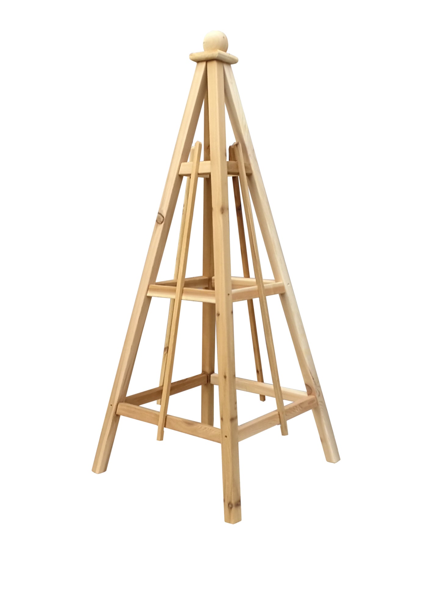 5' Solid Cedar Obelisk | Natural Unstained Western Red Cedar Obelisk | 16" or 24" Base with Sphere or Spire Finial