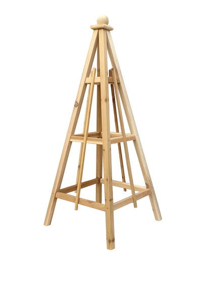 5' Solid Cedar Obelisk | Natural Unstained Western Red Cedar Obelisk | 16" or 24" Base with Sphere or Spire Finial