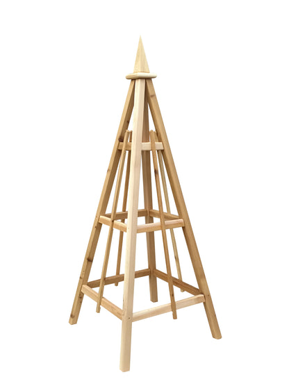 5' Solid Cedar Obelisk | Natural Unstained Western Red Cedar Obelisk | 16" or 24" Base with Sphere or Spire Finial