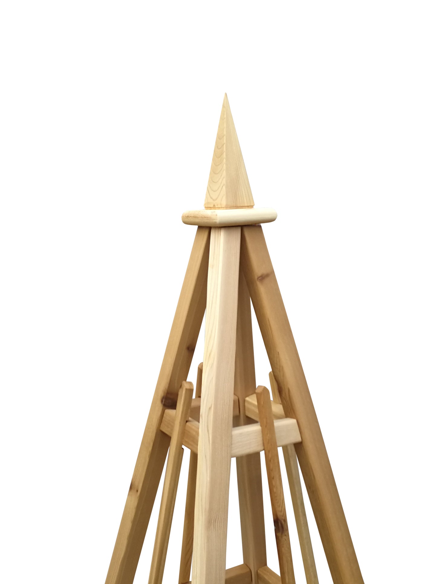 5' Solid Cedar Obelisk | Natural Unstained Western Red Cedar Obelisk | 16" or 24" Base with Sphere or Spire Finial