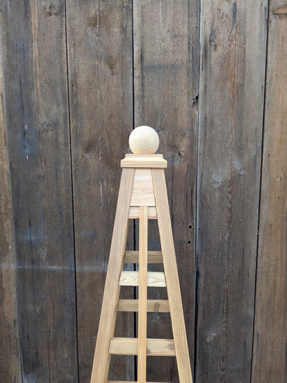 SALE ! 5' Garden Obelisk | Factory 2nd Red Cedar Trellis Obelisk | Sphere Finial