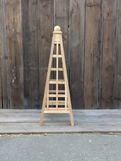 SALE ! 5' Garden Obelisk | Factory 2nd Red Cedar Trellis Obelisk | Sphere Finial
