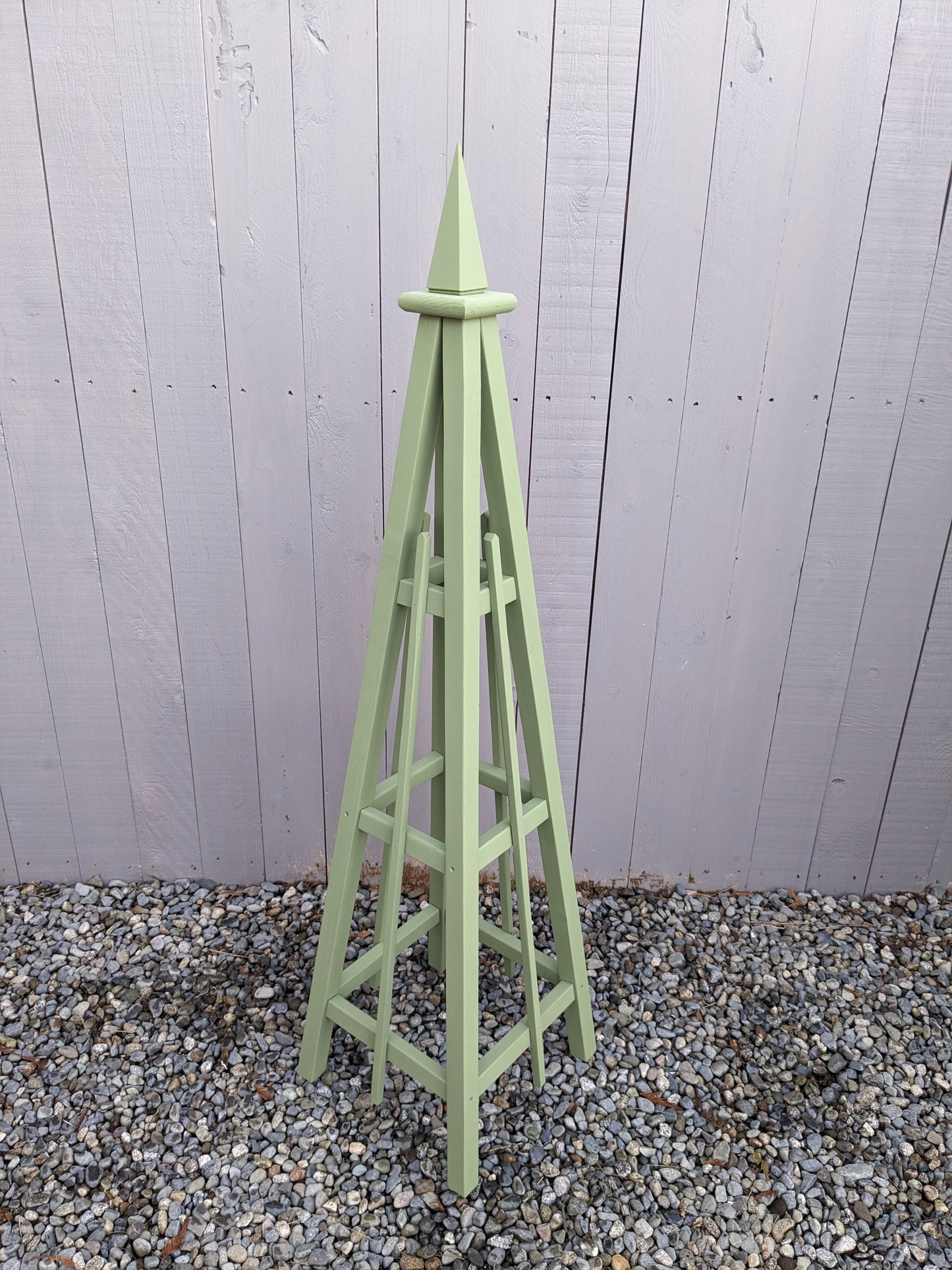 5' Solid Wood Obelisk | Natural or Solid Stains | 16" or 24" Base