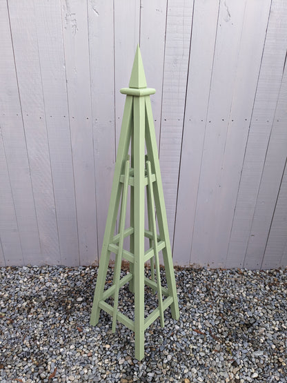 5' Solid Wood Obelisk | Natural or Solid Stains | 16" or 24" Base
