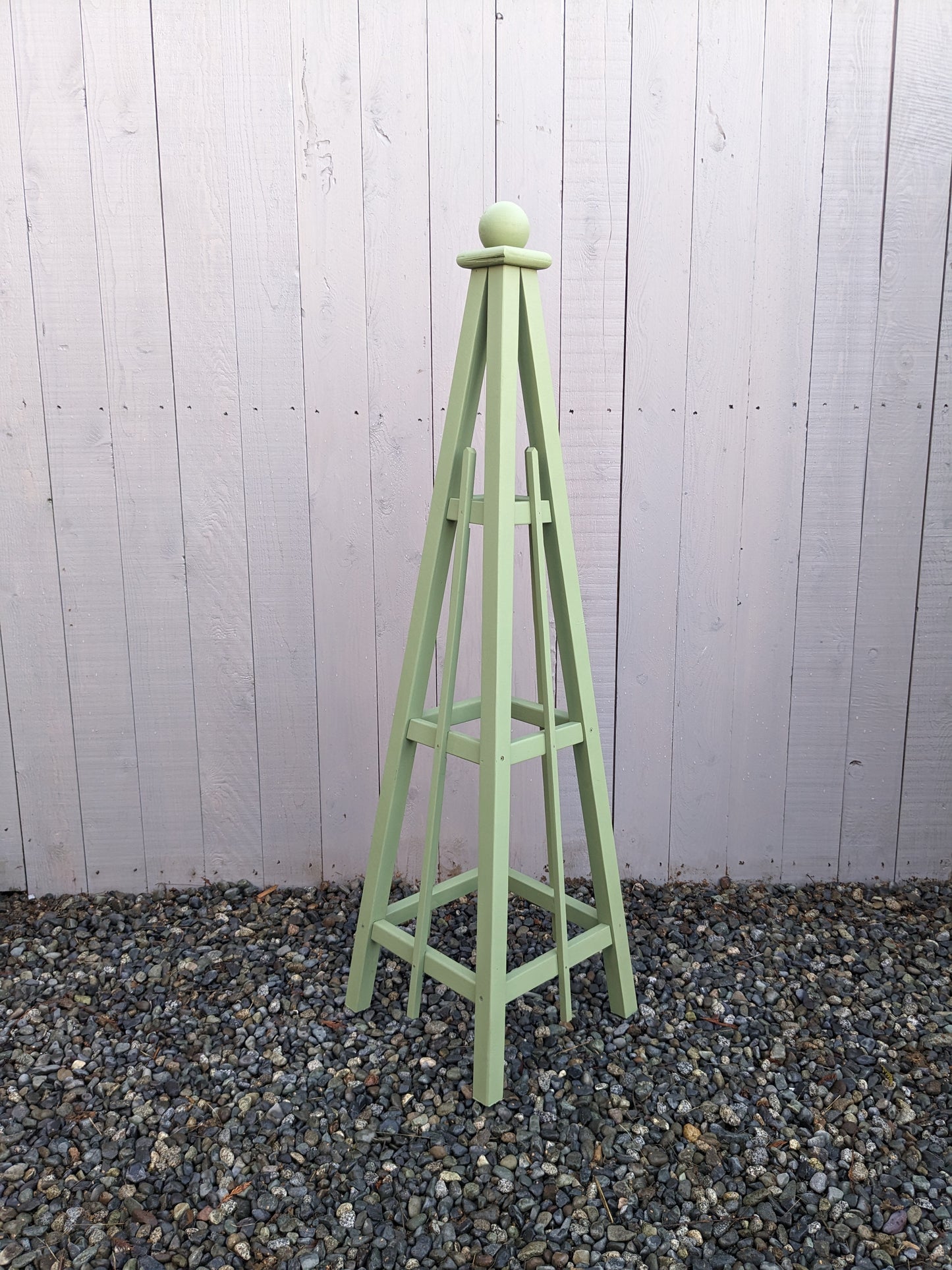 5' Solid Wood Obelisk | Natural or Solid Stains | 16" or 24" Base