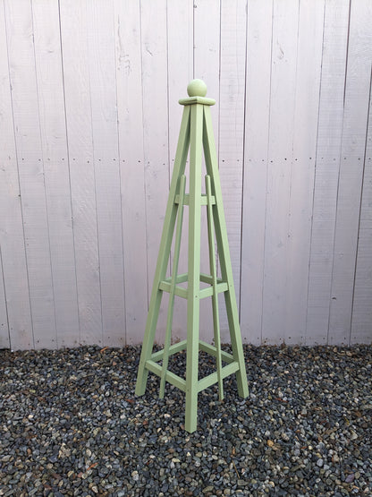5' Solid Wood Obelisk | Natural or Solid Stains | 16" or 24" Base