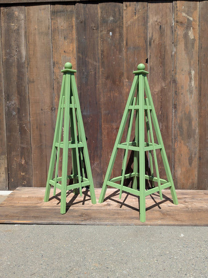 5' Solid Wood Obelisk | Natural or Solid Stains | 16" or 24" Base