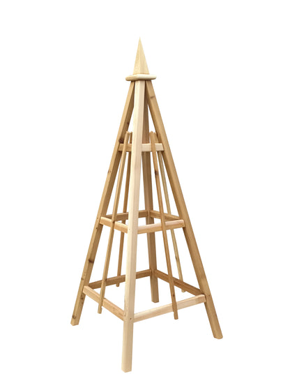 5' Solid Wood Obelisk | Natural or Solid Stains | 16" or 24" Base