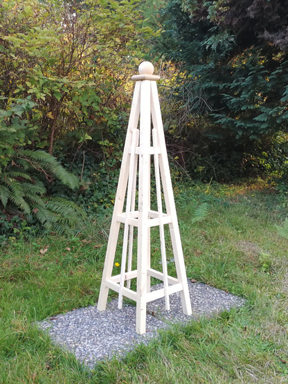 5' Solid Wood Obelisk | Natural or Solid Stains | 16" or 24" Base