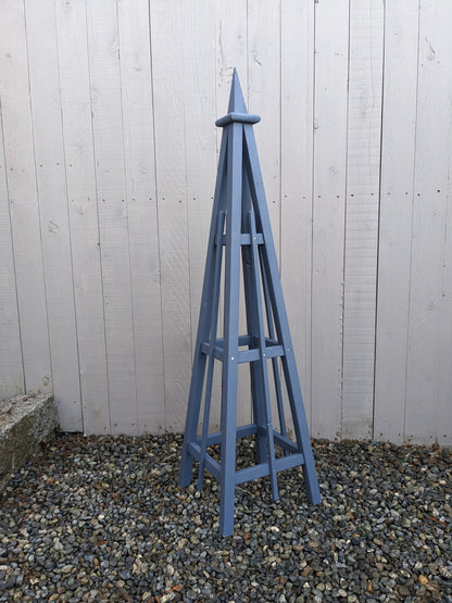 5' Solid Wood Obelisk | Natural or Solid Stains | 16" or 24" Base