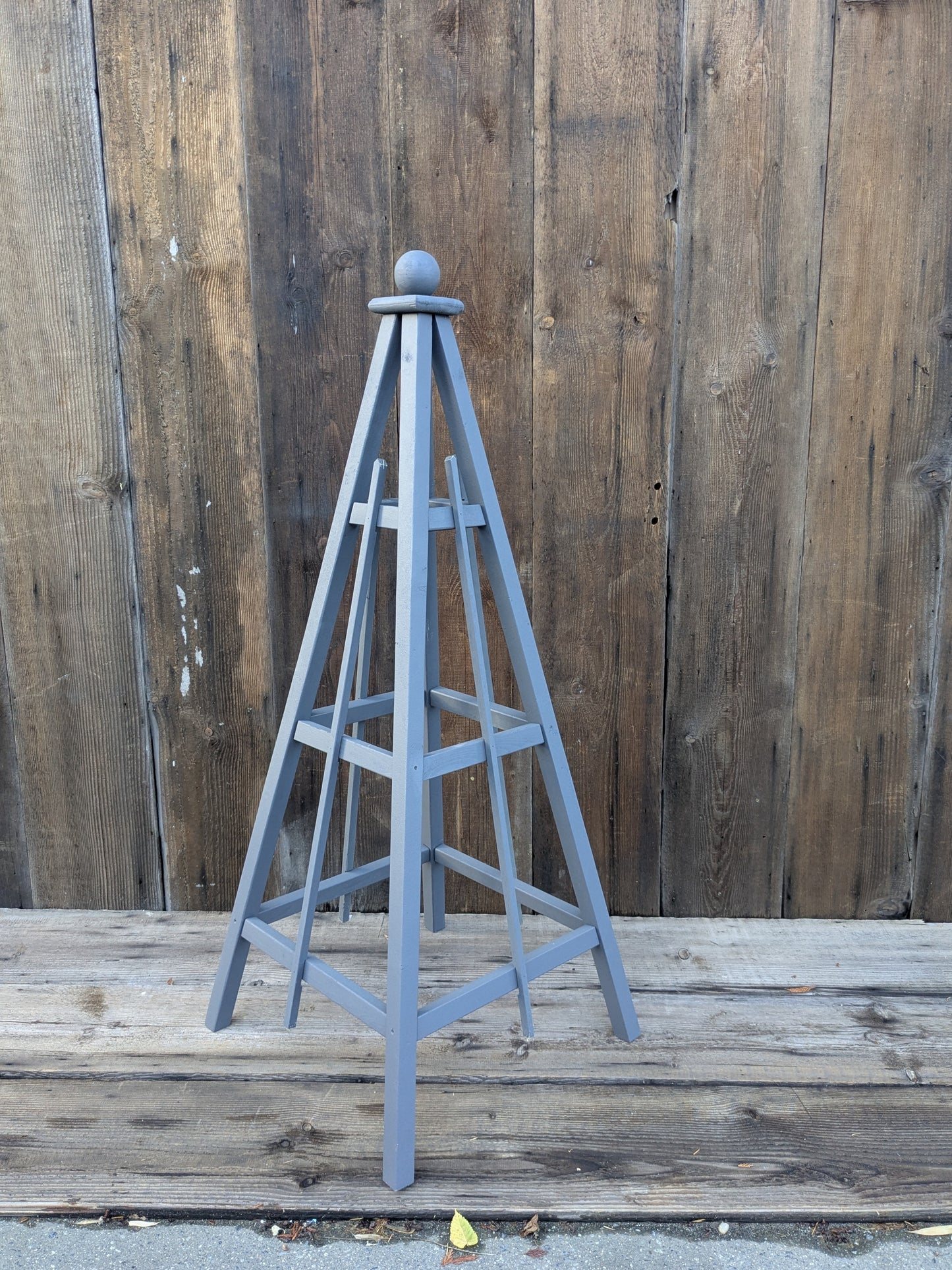 5' Solid Wood Obelisk | Natural or Solid Stains | 16" or 24" Base
