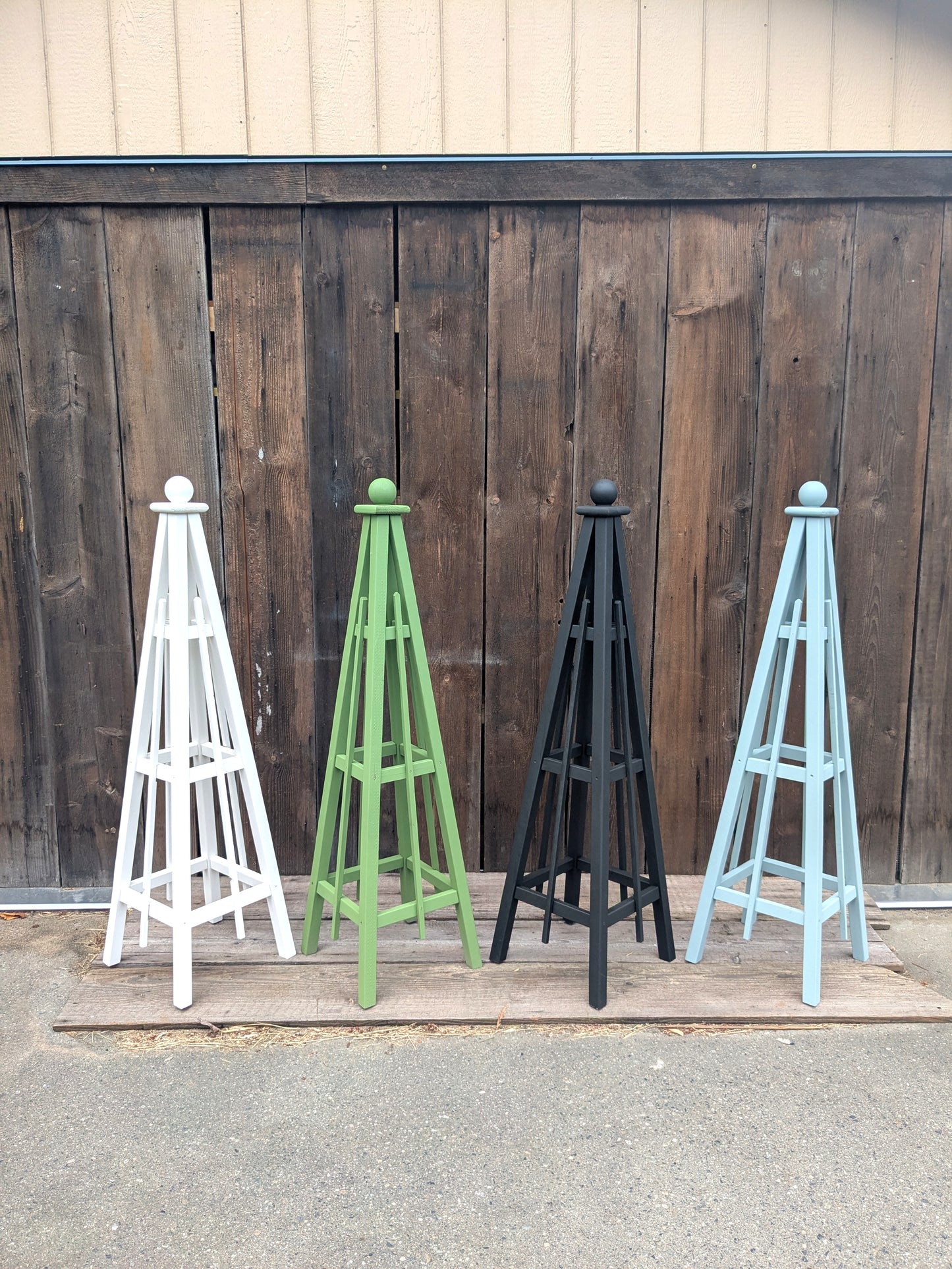 5' Solid Wood Obelisk | Natural or Solid Stains | 16" or 24" Base