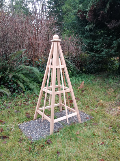 5' Solid Wood Obelisk | Natural or Solid Stains | 16" or 24" Base
