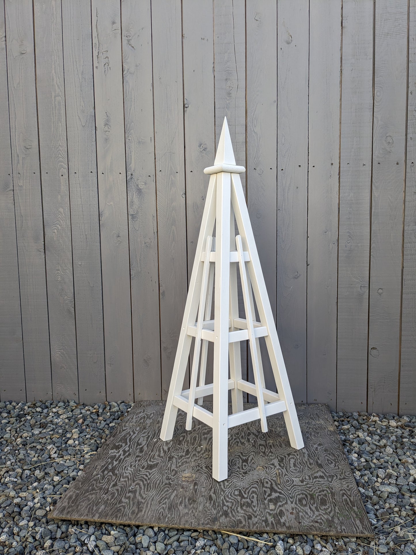 5' Solid Wood Obelisk | Natural or Solid Stains | 16" or 24" Base