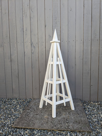 5' Solid Wood Obelisk | Natural or Solid Stains | 16" or 24" Base