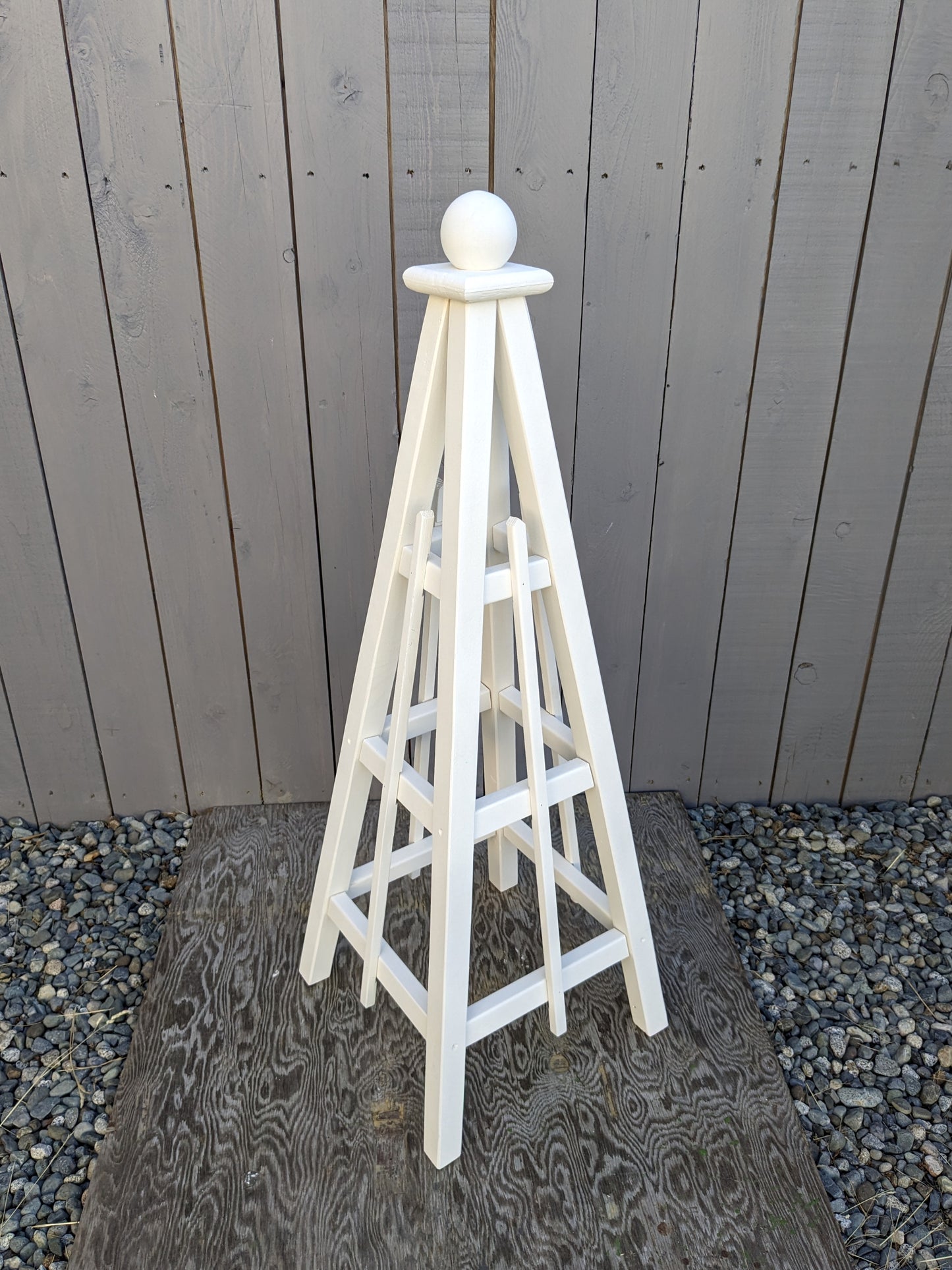 5' Solid Wood Obelisk | Natural or Solid Stains | 16" or 24" Base