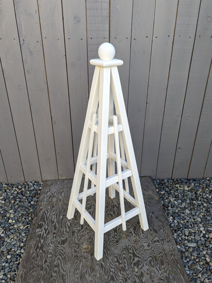 5' Solid Wood Obelisk | Natural or Solid Stains | 16" or 24" Base