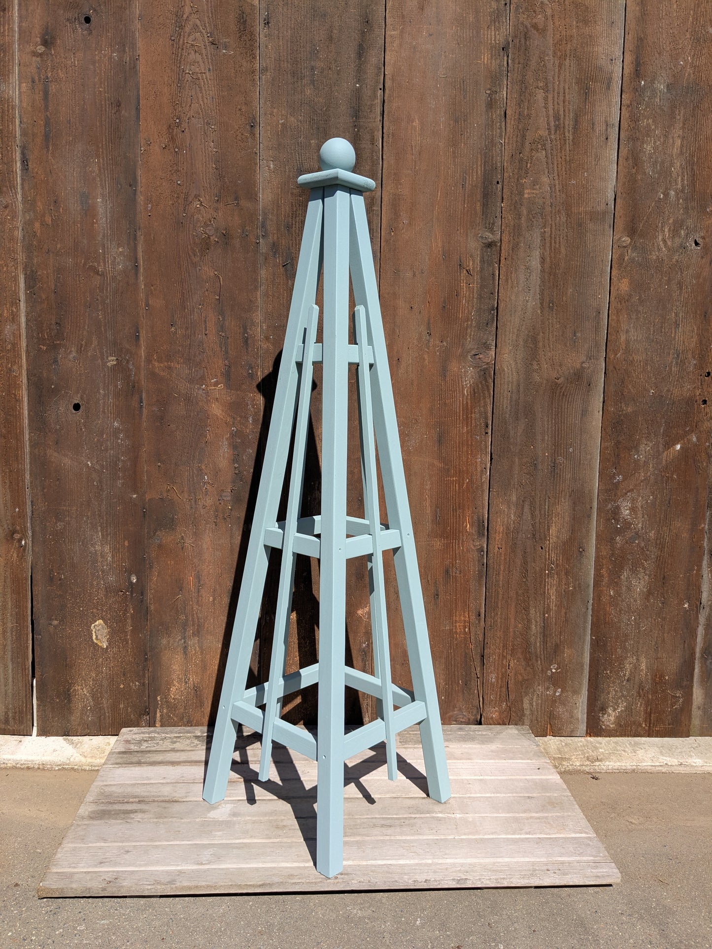 5' Solid Wood Obelisk | Natural or Solid Stains | 16" or 24" Base