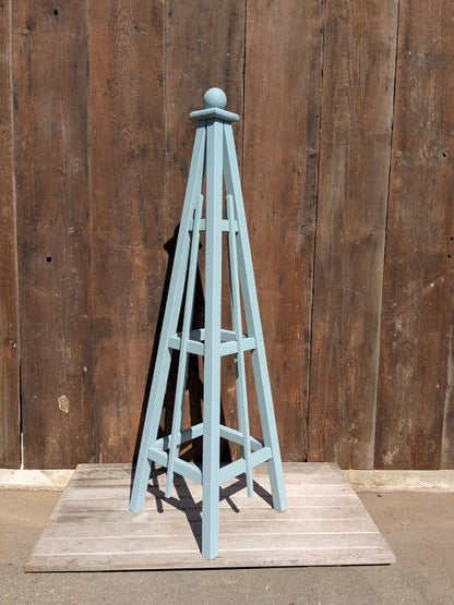 5' Solid Wood Obelisk | Natural or Solid Stains | 16" or 24" Base
