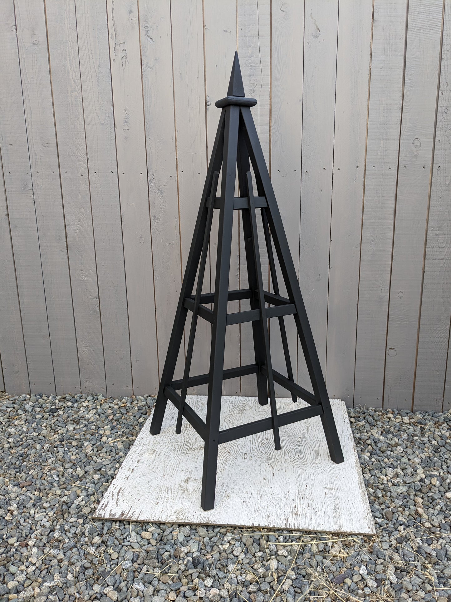 5' Solid Wood Obelisk | Natural or Solid Stains | 16" or 24" Base