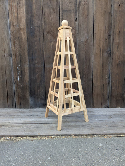 SALE ! 5' Garden Obelisk | Factory 2nd Red Cedar Trellis Obelisk | Sphere Finial