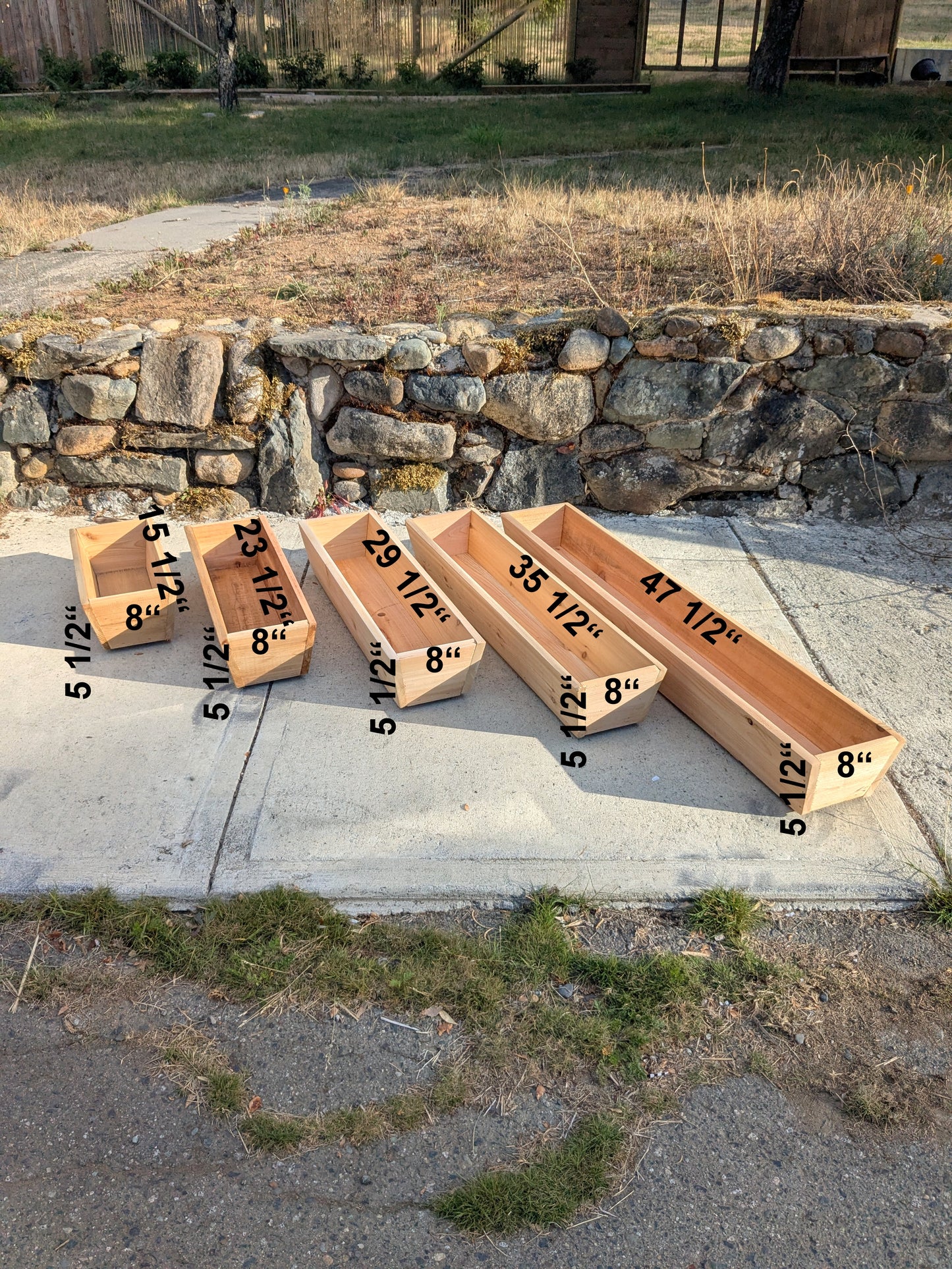 Traditional Tapered and Flaired Rectangular Cedar Window Box | 5 1/2" or 7" Tall