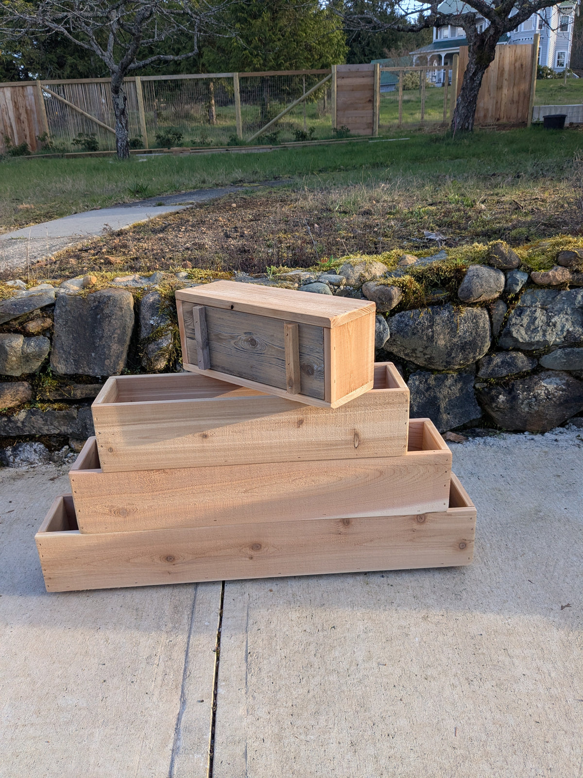 Traditional Straight Walled Rectangular Cedar Planter Box | 5 1/2" or 7 1/2" Tall