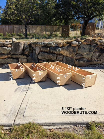 Traditional Tapered Rectangular Cedar Window Box | 5 1/2" or 7" Tall
