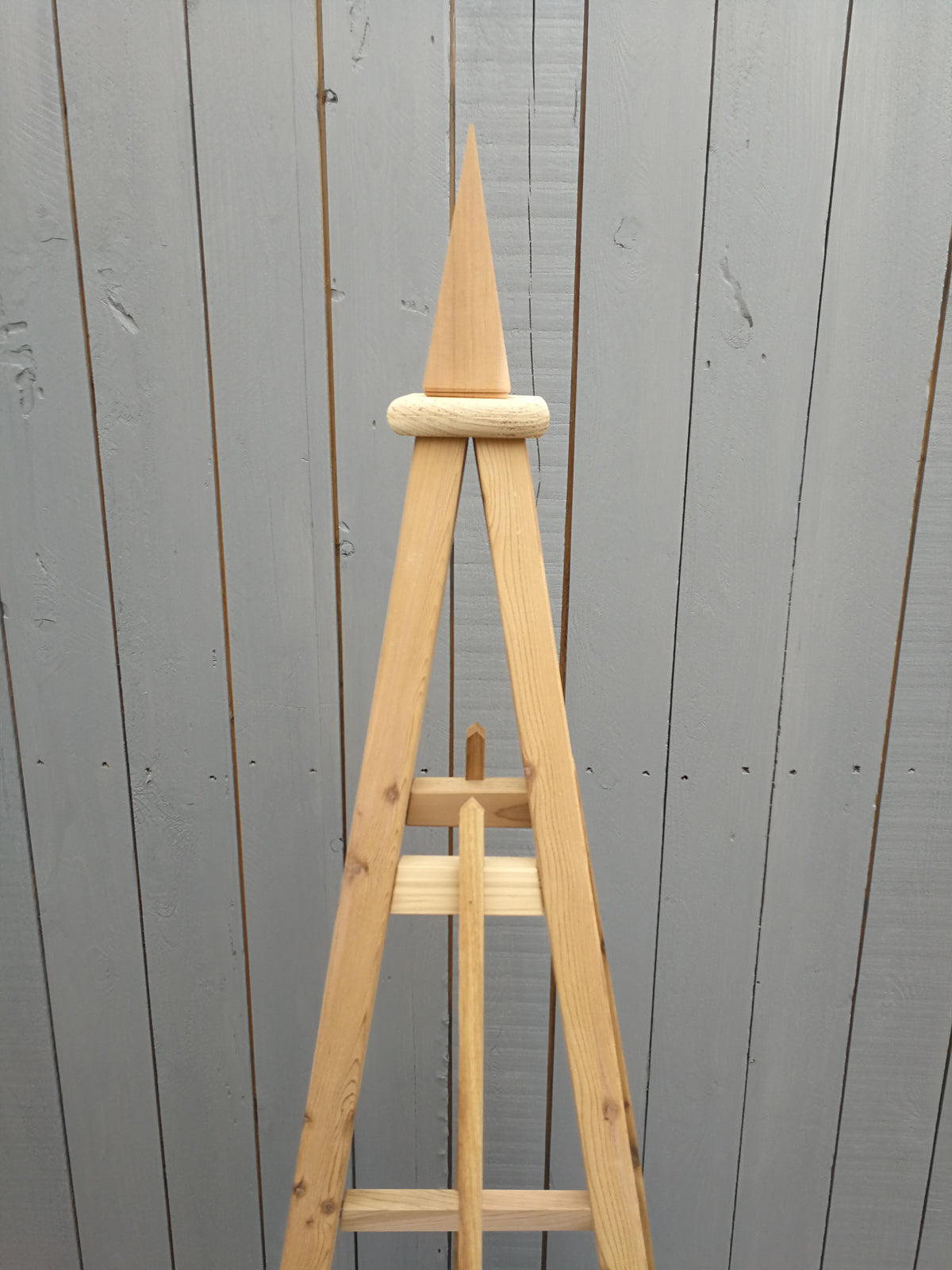 6' Solid Cedar Obelisk | Natural Unstained Western Red Cedar Obelisk | 16" or 24" Base with Sphere or Spire Finial