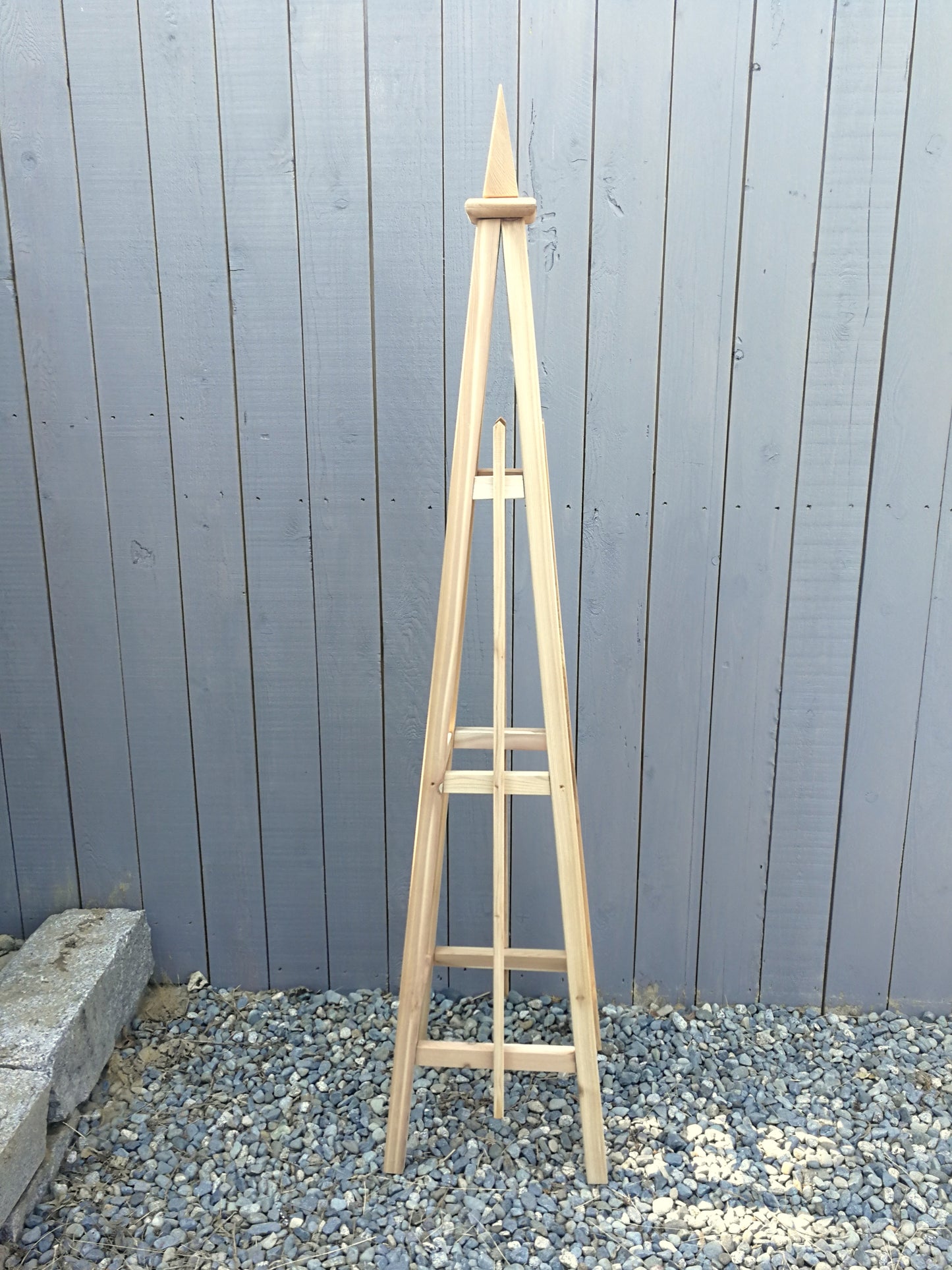 6' Solid Cedar Obelisk | Natural Unstained Western Red Cedar Obelisk | 16" or 24" Base with Sphere or Spire Finial