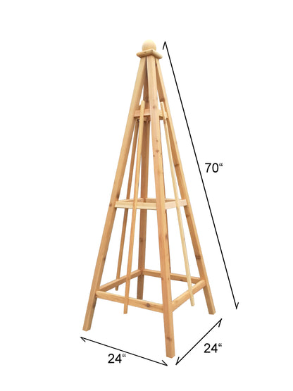 6' Solid Cedar Obelisk | Natural Unstained Western Red Cedar Obelisk | 16" or 24" Base with Sphere or Spire Finial