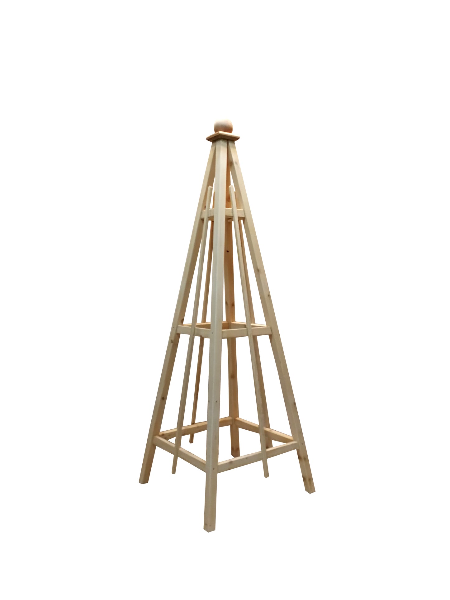 6' Solid Wood Obelisk | Natural Unstained or choice of 5 Solid Stain Colours | 24" Base