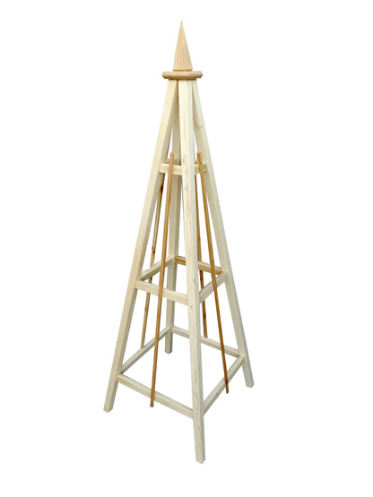 6' Solid Wood Obelisk | Natural Unstained or choice of 5 Solid Stain Colours | 24" Base