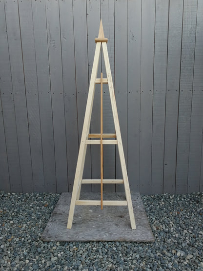 6' Solid Wood Obelisk | Natural Unstained or choice of 5 Solid Stain Colours | 24" Base