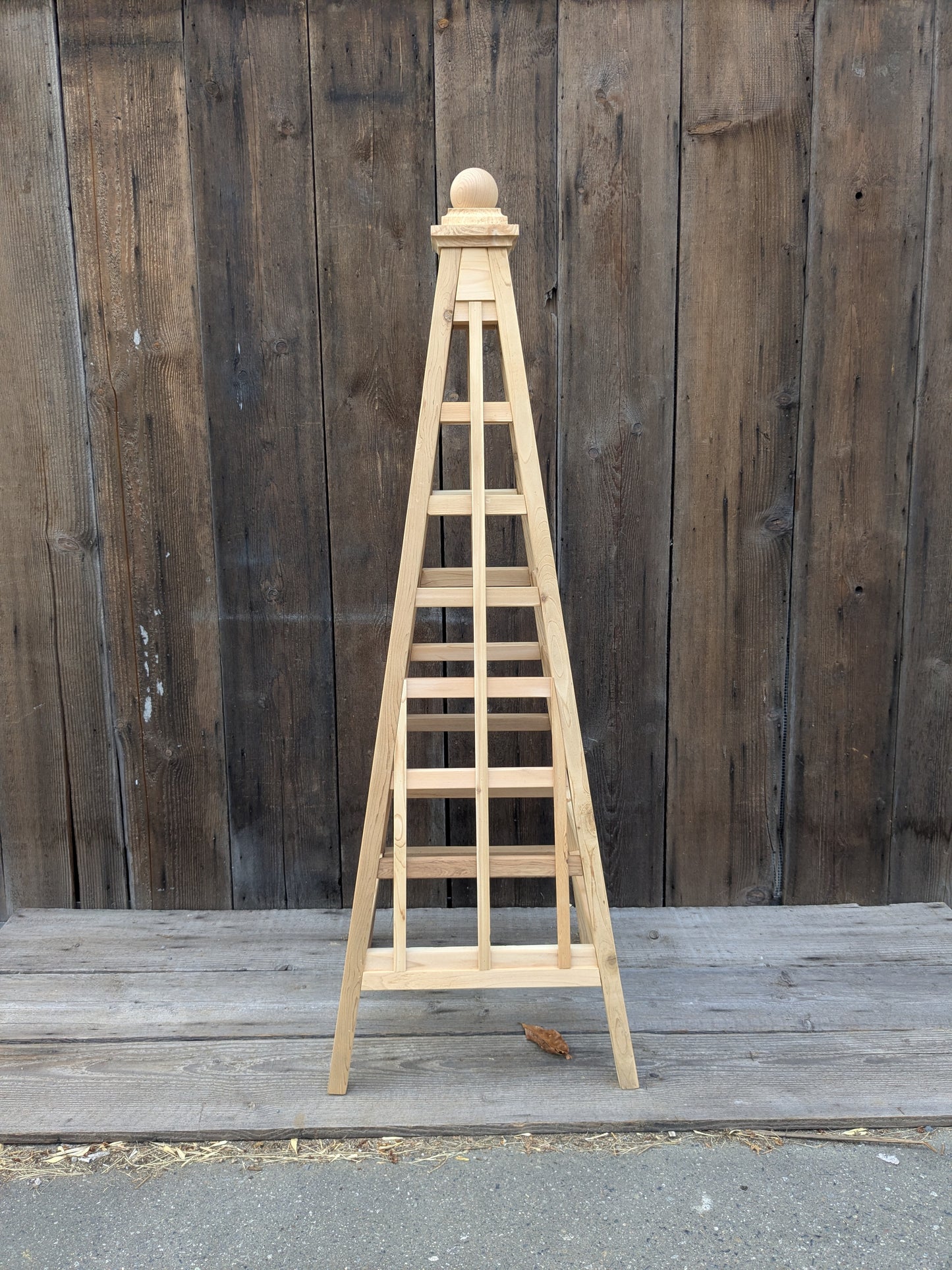 SALE ! 6' Garden Obelisk | Factory 2nd Red Cedar Trellis Obelisk | Sphere Finial