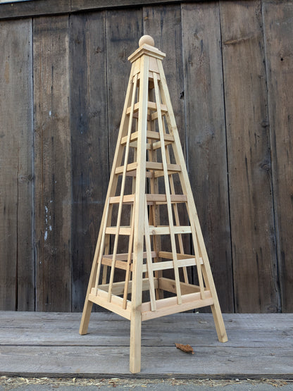 SALE ! 6' Garden Obelisk | Factory 2nd Red Cedar Trellis Obelisk | Sphere Finial