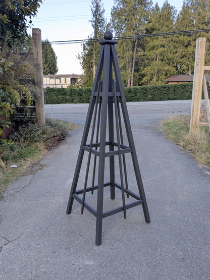 6' Solid Wood Obelisk | Natural Unstained or choice of 5 Solid Stain Colours | 24" Base