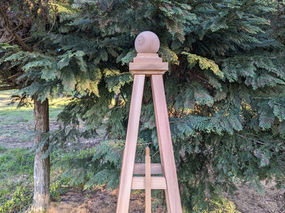 7' Solid Cedar Obelisk | Natural Unstained Western Red Cedar Obelisk | 24" Base with Sphere or Spire Finial
