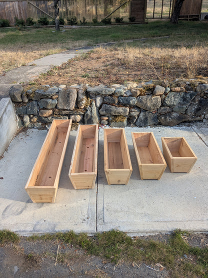 Traditional Tapered and Flaired Rectangular Cedar Window Box | 5 1/2" or 7" Tall
