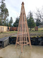 SALE ! | 8' Cedar Garden Obelisk |  24" Base | Sphere Finial | Factory 2nd